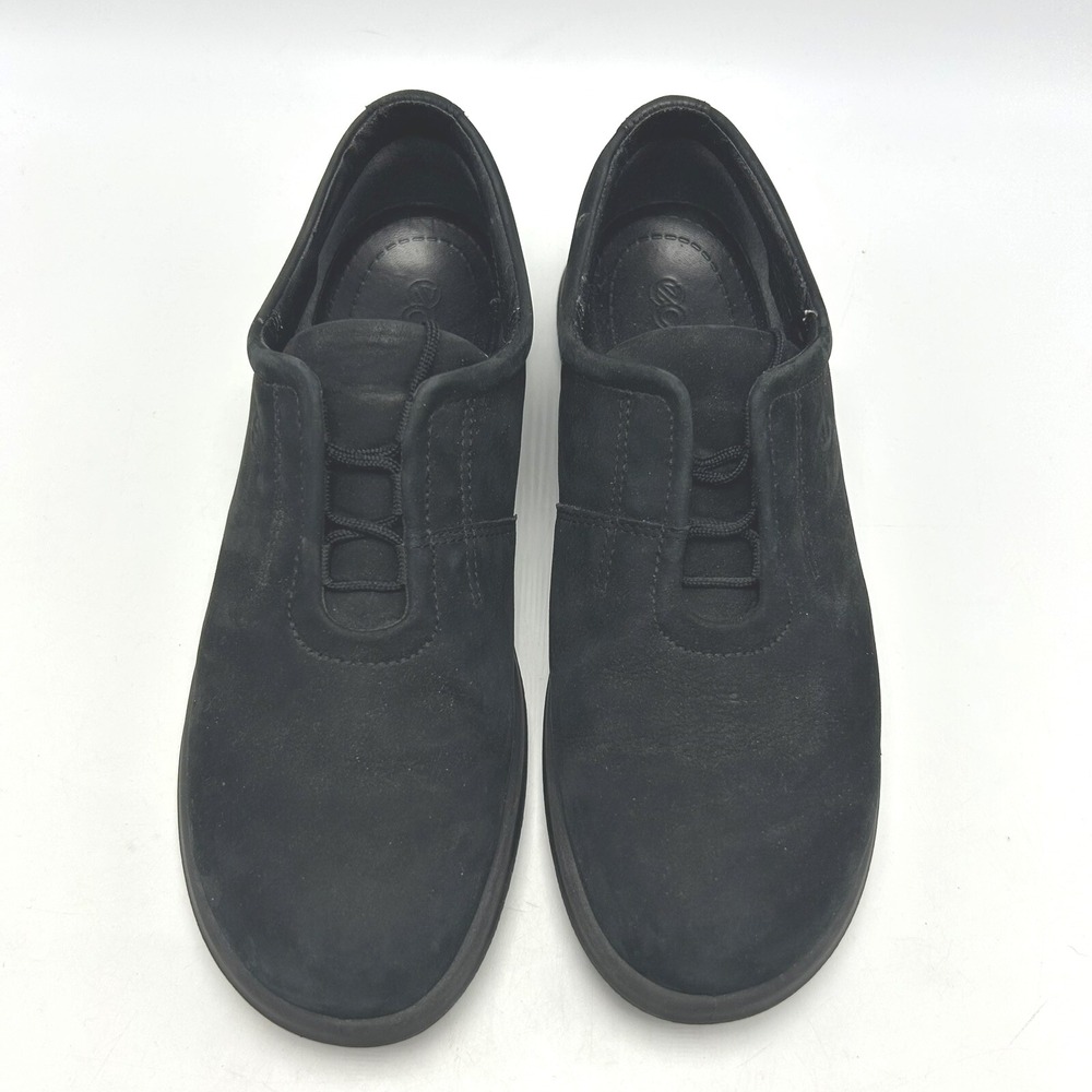 Ecco Oxford Shoes Womens 8 Black Lace Up Suede Leather Casual Comfort EU 38